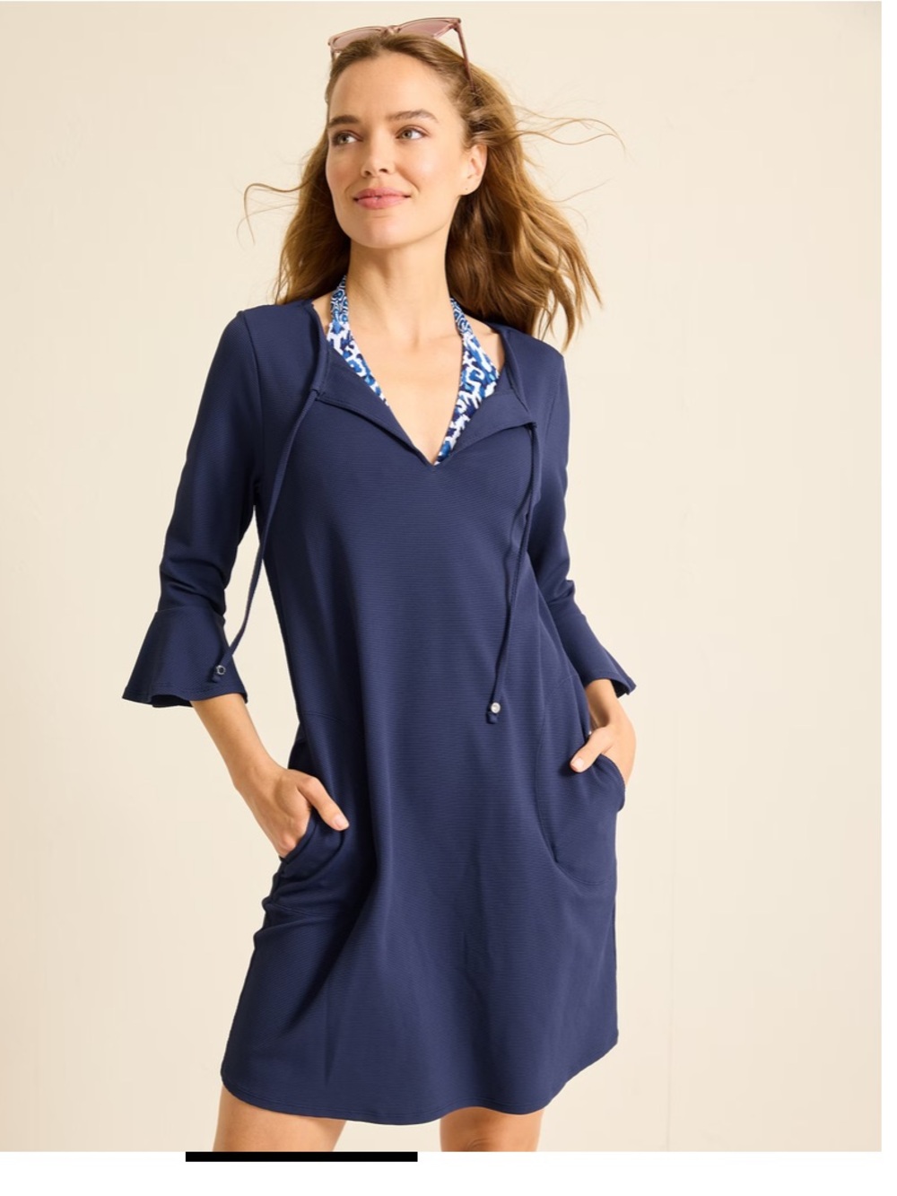NWT Tommy Bahama Navy Island Cays Flounce-Sleeve Cover-Up Dress Size Women’s XXS